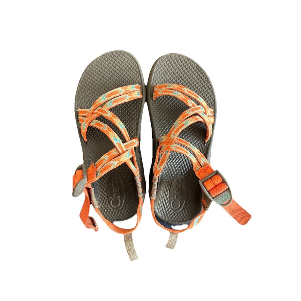 Chaco Kids Z/1 Classic Sandals Size 2 Orange Blue Hiking Outdoor Water Shoes